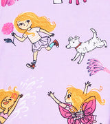 Detail of Florabelle pajamas showing girl with flower and dog