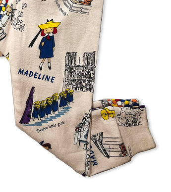 Pajama pants featuring Madeline and Parisian landmarks