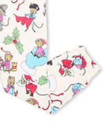 Leg detail of Santa Mouse pajamas with mice and holiday accents