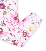 Detail of pajama pants with Twinkle fairy and music notes print