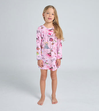 Child wearing pink Twinkle fairy nightdress with long sleeves