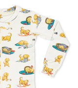 Sleeve detail of Biscuit puppy print baby coverall