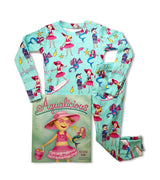 Aqualicious pajama set for kids with matching book by Victoria Kann, featuring playful ocean designs