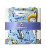Books to Bed pajama set with Dragons Love Tacos 2 book, folded and wrapped