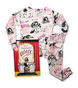 Eloise pajama set with hardcover book; features playful Eloise illustrations