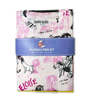 Packaged Eloise pajama set and book; Books to Bed label visible