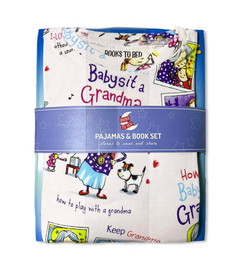 How to Babysit a Grandma pajama set and book in Books to Bed packaging