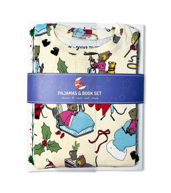 Santa Mouse pajamas and book set in packaging
