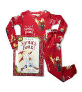 Red Santa's Beard pajama set with matching book, festive holiday print