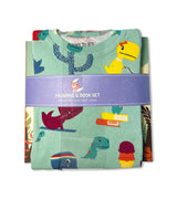 Folded Tiny T. Rex and the Impossible Hug pajama and book set, dinosaur theme