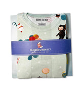 Books to Bed pajama and book set in packaging with whimsical print