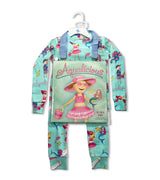Aqualicious pajama set with matching book by Victoria Kann, aqua color, ocean theme