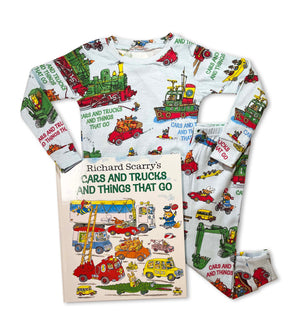 Richard Scarry’s Cars and Trucks and Things That Go book with matching pajamas