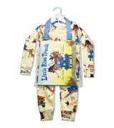 Little Blue Truck pajama set with matching book in clear hanging pack