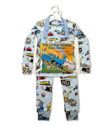 The Little Engine That Could pajama set with matching hardcover book in front