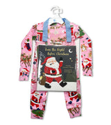 Pink Christmas pajama set with book 'Twas the Night Before Christmas'