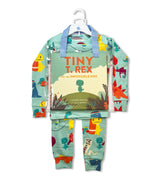 Tiny T. Rex and the Impossible Hug pajama set with book; dinosaur print pajamas