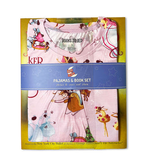 Packaged Nutcracker nightdress and book set with festive ballet print