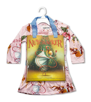 The Nutcracker nightdress with book, pink ballet-themed pajama set on hanger