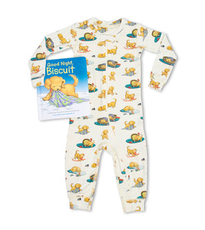 Baby coverall with Biscuit puppy print and Good Night, Biscuit board book