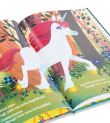 Interior illustration of Uni the Unicorn book showing a unicorn in a forest